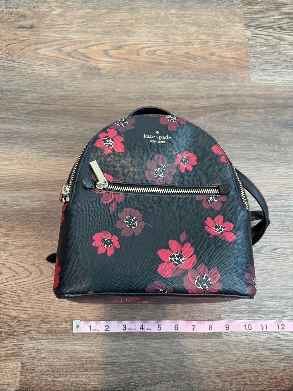 Kate Spade New York Perry Small Backpack Black Dancing Blooms Floral Print - Picture 10 of 11